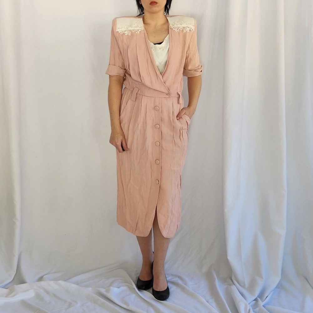 80s/90s Pink Cottagecore‎ Midi Dress